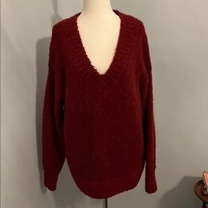 Elegant Burgundy V-Neck Sweater for Women